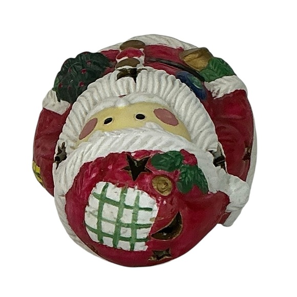 Vintage Santa Clause Roly Poly Holiday Candle Holder Red White 1990 Collectible - Picture 5 of 16